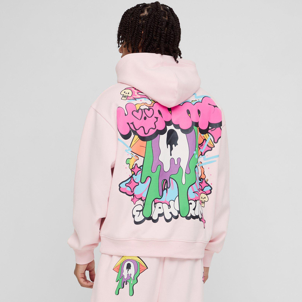 Boxy Fit Ombre Stripe Brushed Knit Cross Hoodie