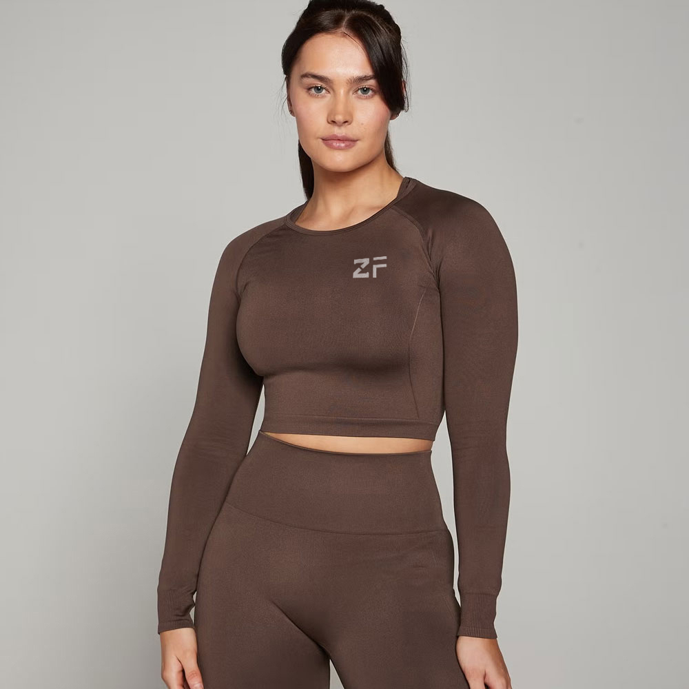 Seamless Long Sleeve Crop Top – White