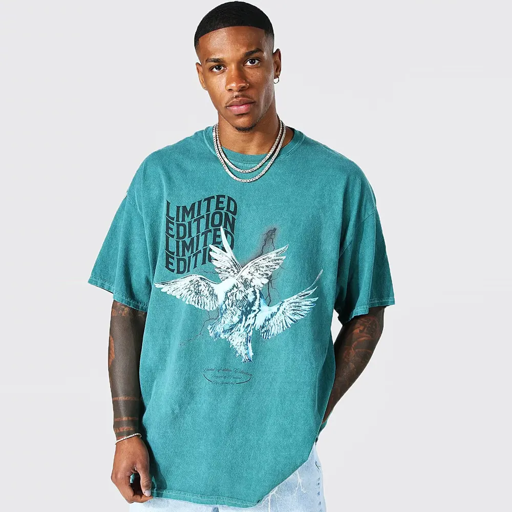 Oversized Washed Wyoming Print T-shirt