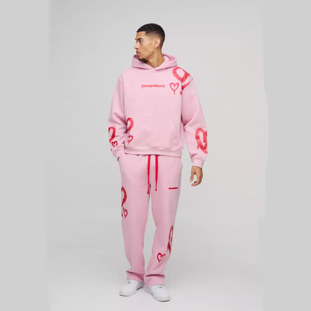 Oversized Worldwide Cross Zip Hooded Short Tracksuit