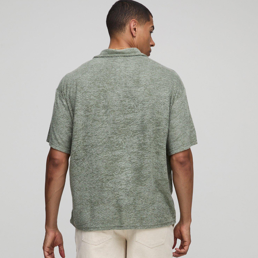 Slim Panelled Zip Neck Interlock Polo