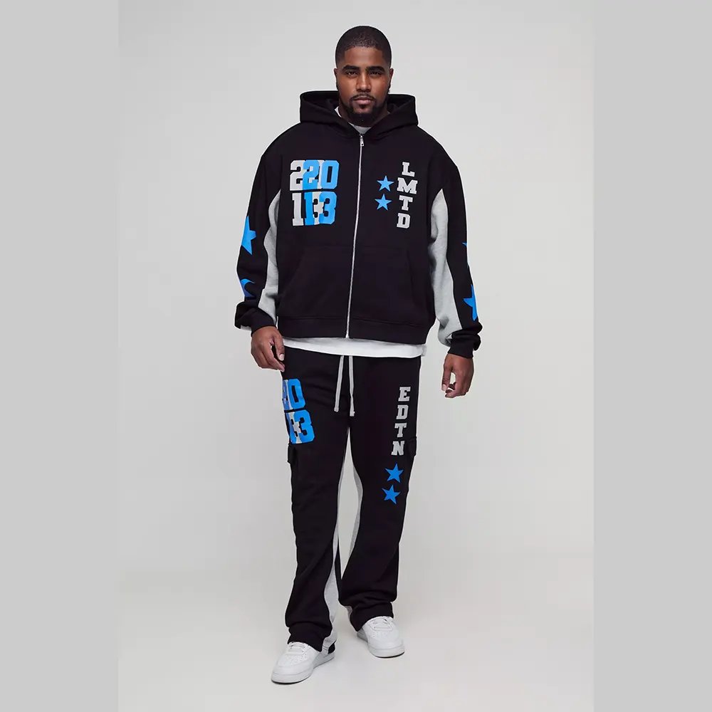 Oversized Boxy Graphic Hooded Zip Tracksuit
