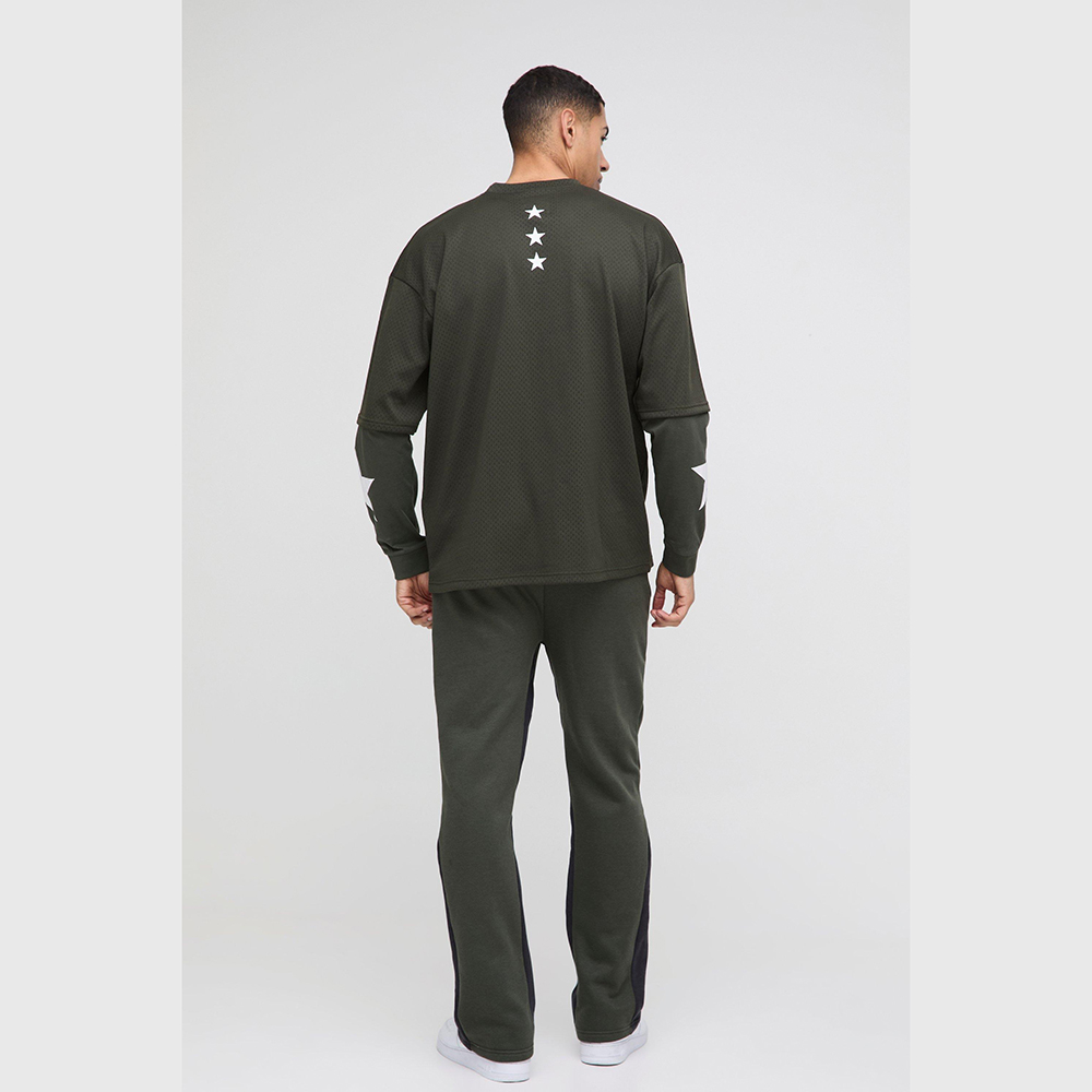 Regular Fit Man Graphic Flared Stacked Hooded Tracksuit