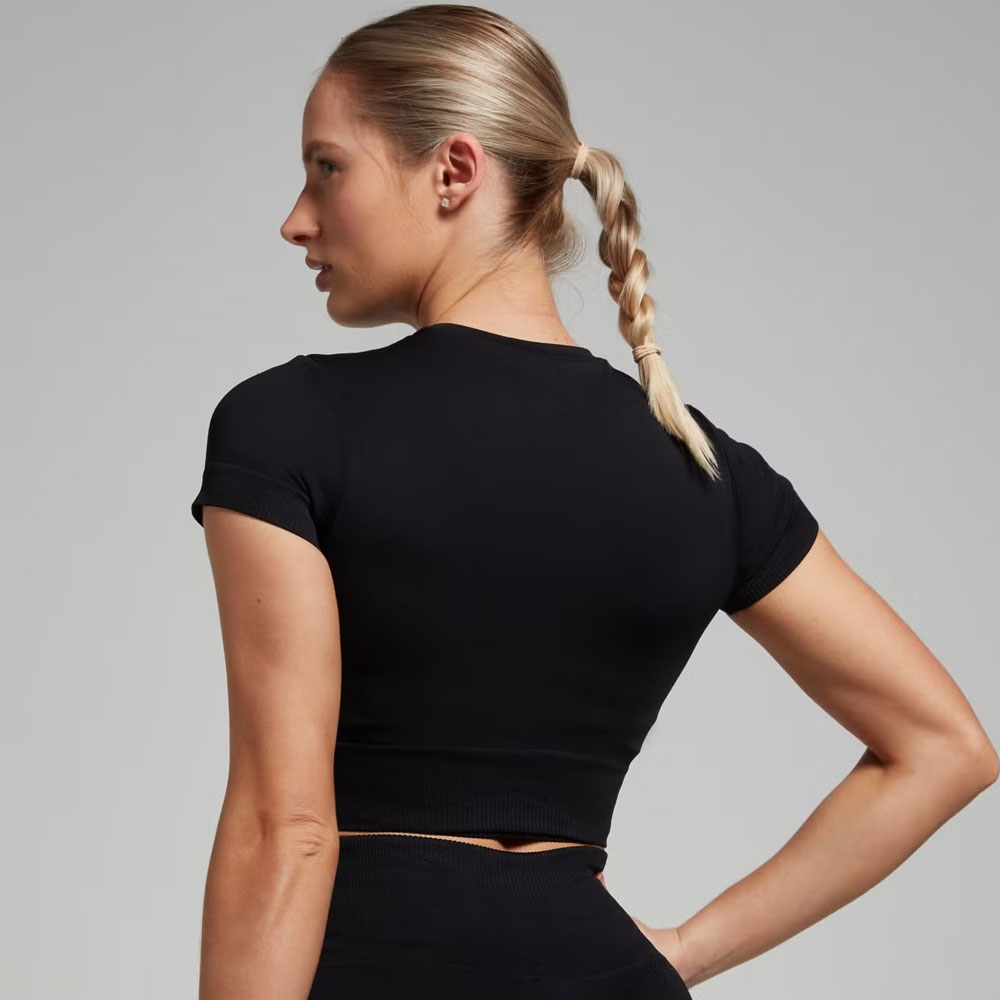 Short Sleeve Crop Top – Black