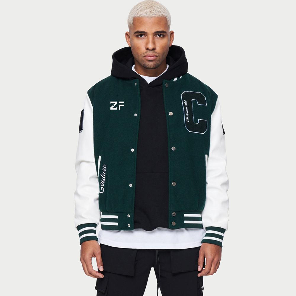 Oversized Applique Basketball Jersey Varsity Jacket