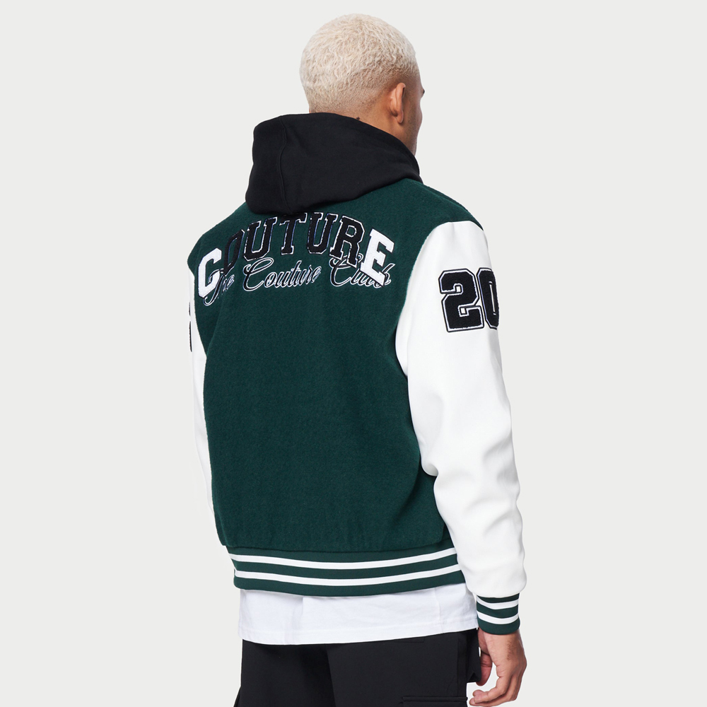 Oversized Applique Basketball Jersey Varsity Jacket