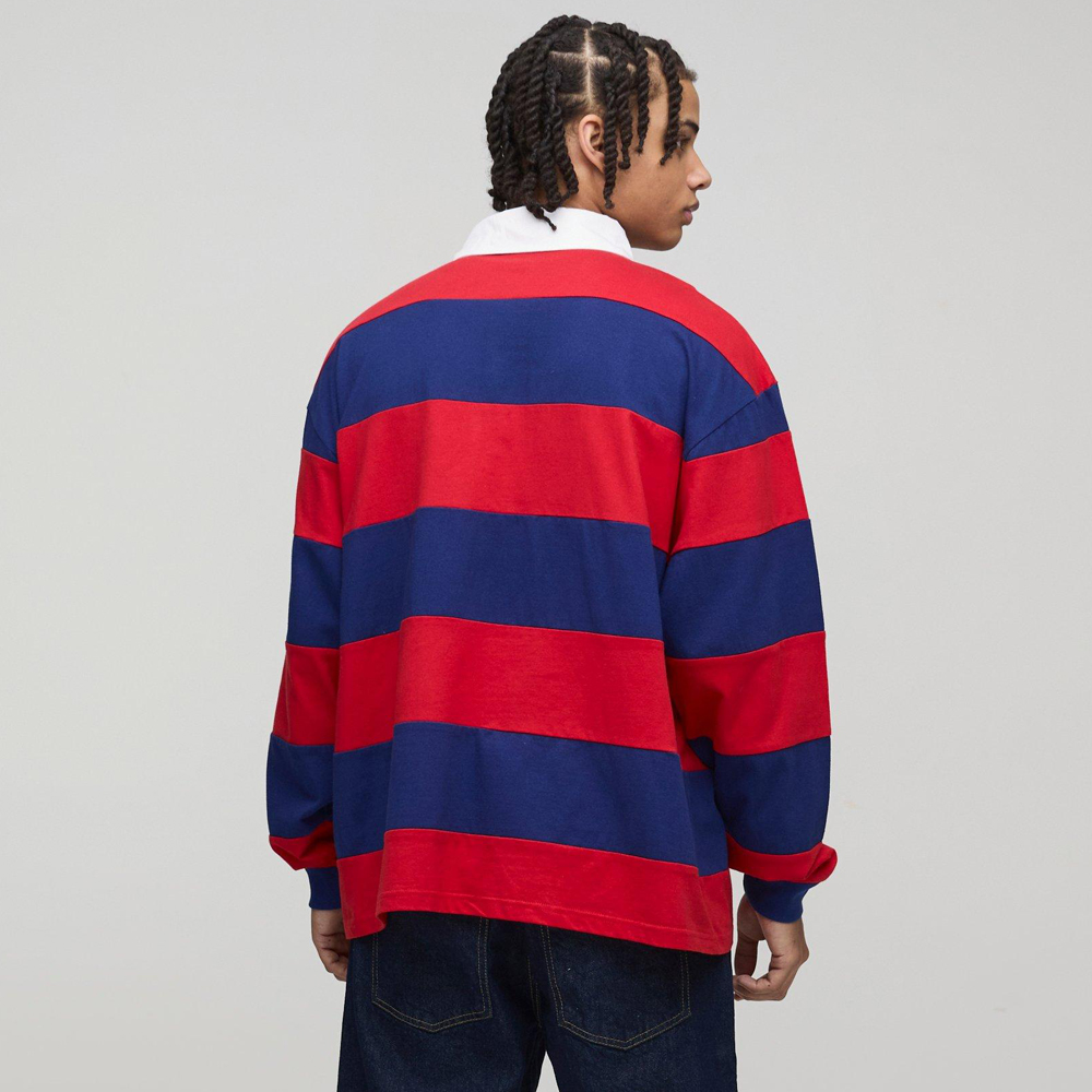 Regular Fit Stripe Long Sleeve Rugby Polo